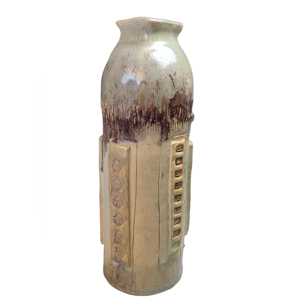 Hand Crafted Cream and Brown Ceramic Vase - Picture 12 of 16